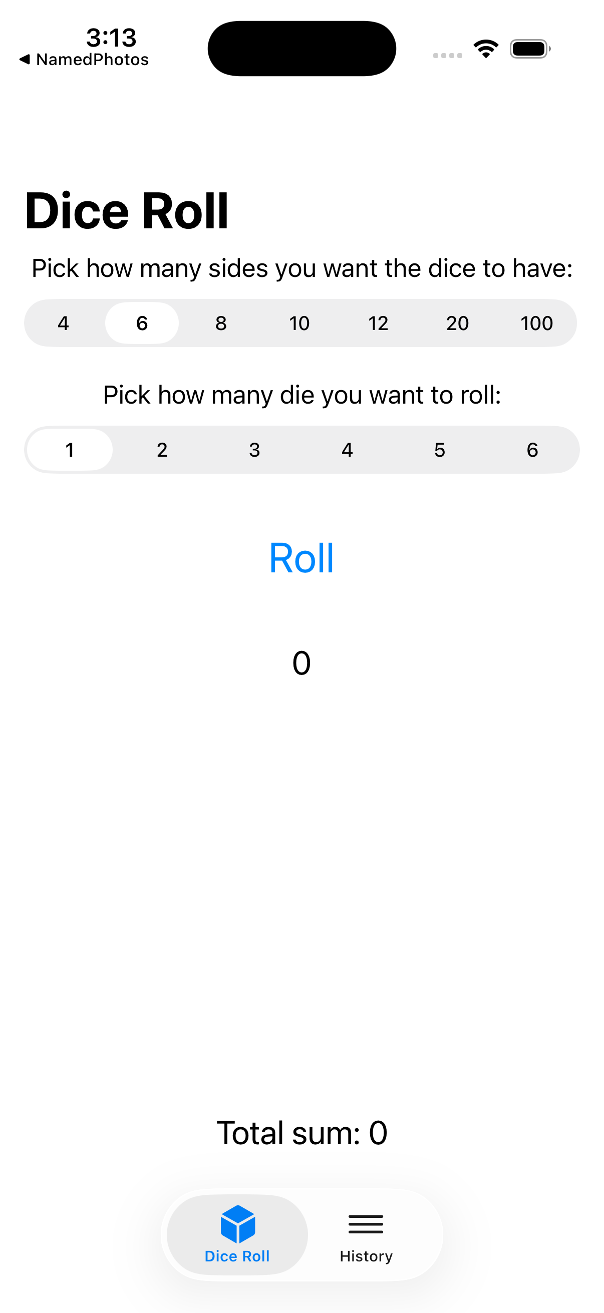 main page, initial state